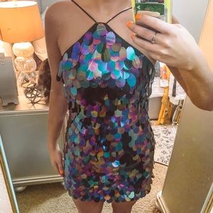 Sequined, multicolor dress